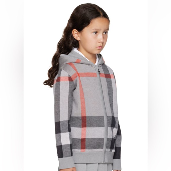 NEW!  Burberry Check Knit Zip-Up Hoodie 6Y - Picture 2 of 11